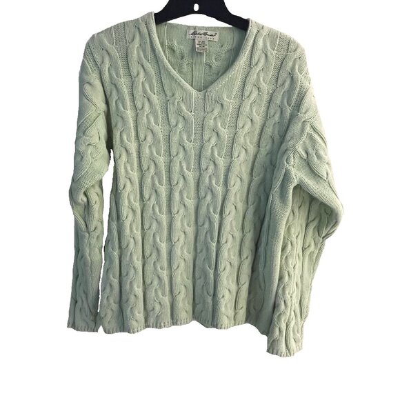 Eddie Bauer Cotton Cable V Neck Sweater - Picture 1 of 5